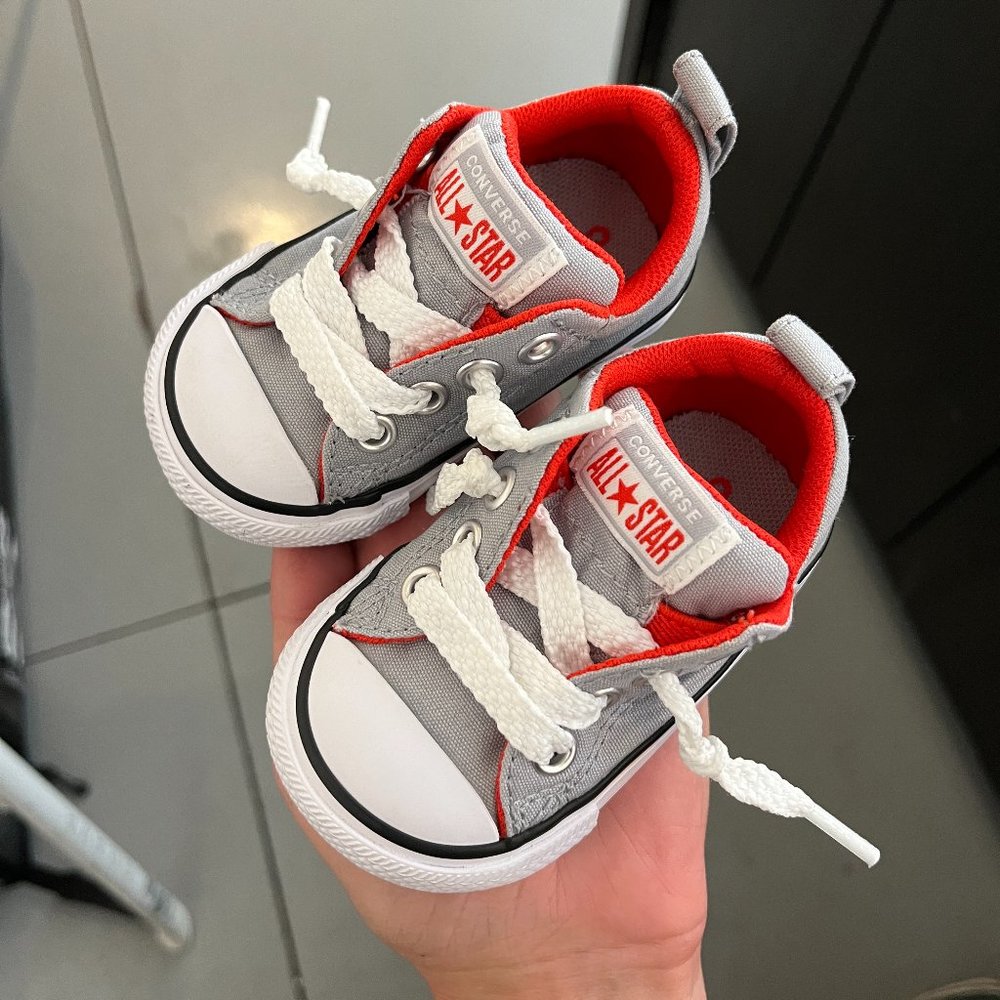 Gray Converse All Star baby shoes